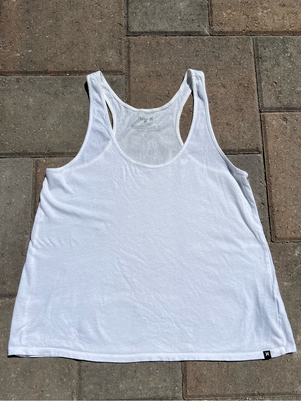 Hurley Basic White Scoop Neck Tank Top Cotton Size S Small